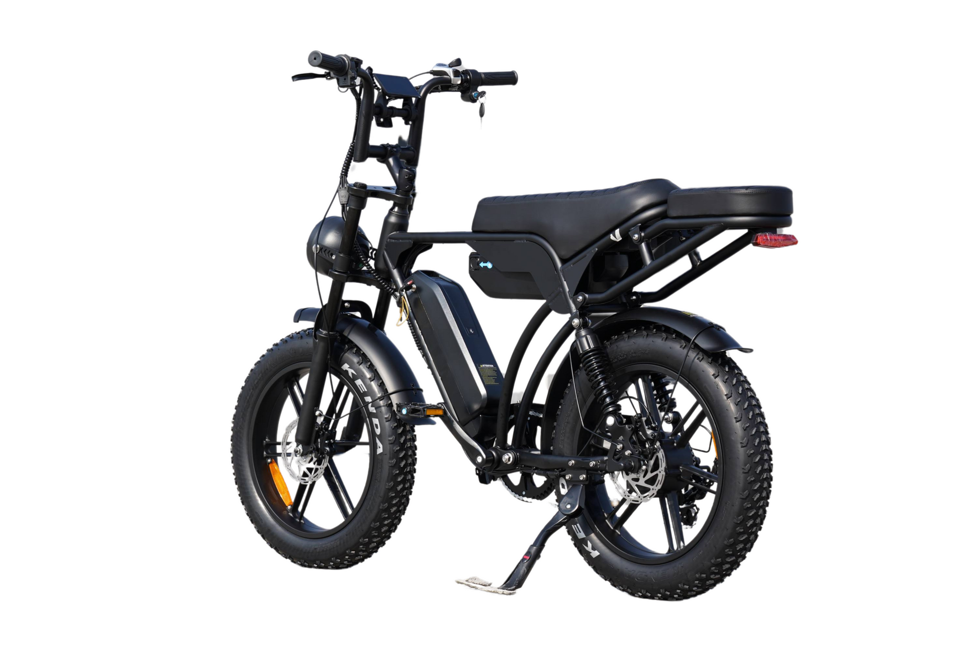Rider on electric bike with double battery setup, designed for daily commuting, weekend trips, and extended range performance.