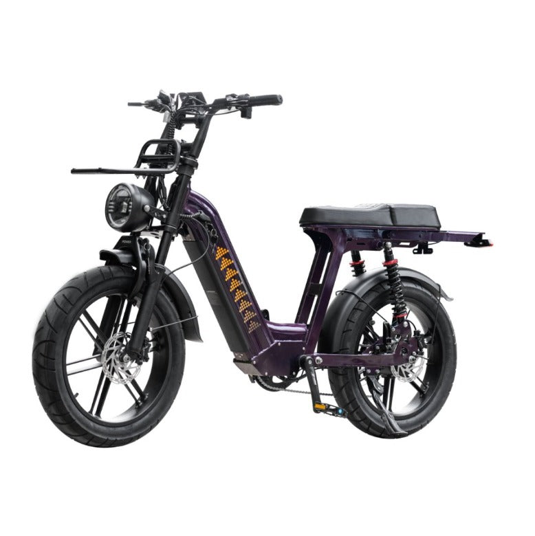 20x4 fat tire of the D50 Step-Thru e-bike designed for sand, gravel and city roads.