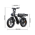 Black Electric Bike Size & Dimensions – 190 cm Length, 65 cm Handlebar, 85 cm Seat Height.