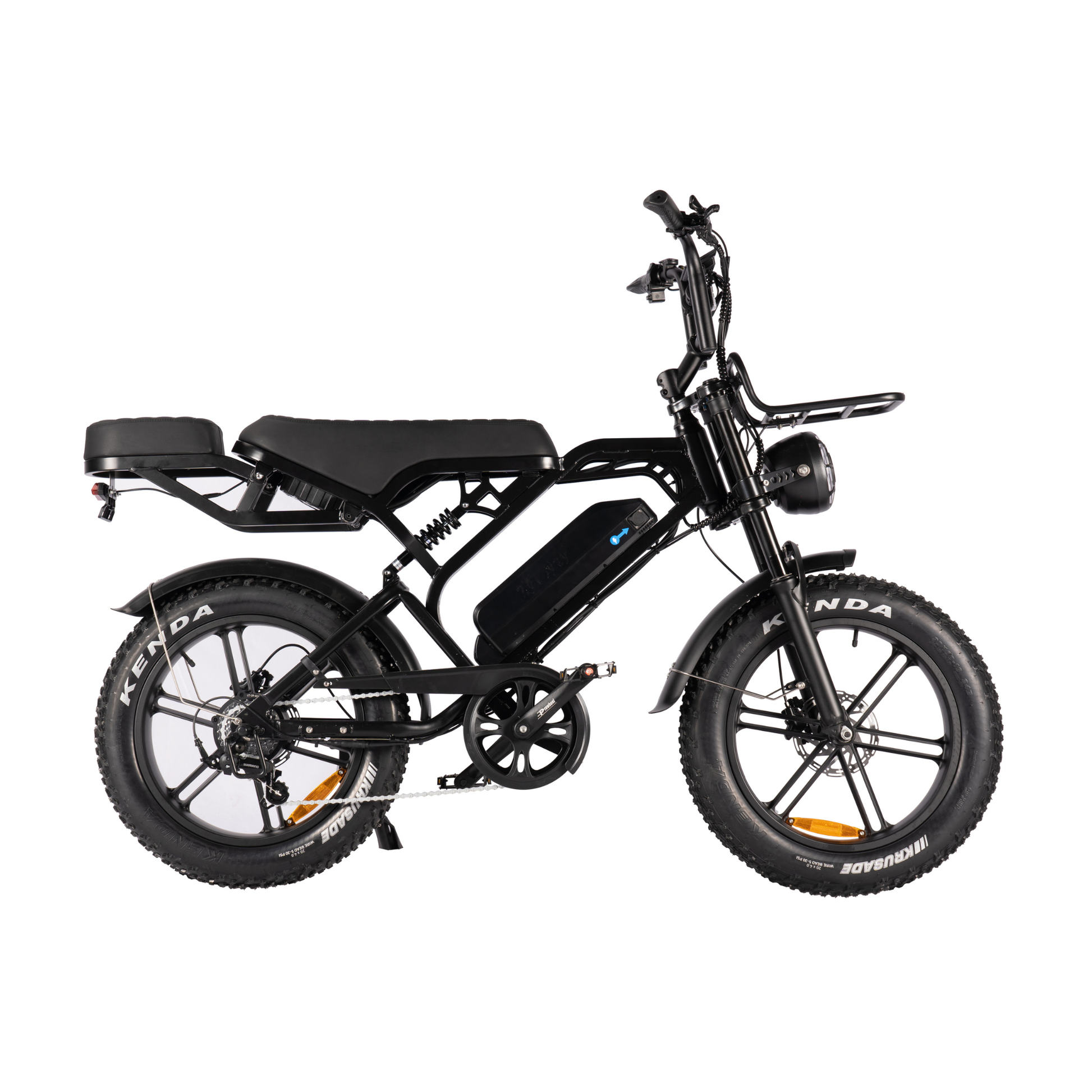 Premium black fat tire electric bike featuring an NFC display, wide tires and modern urban design. Built for city rides and everyday use.
