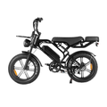 Fat tire electric bike in black featuring a removable battery and NFC display.