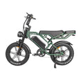 Premium green fat tyre e-bike Vortex 20 Pro featuring long-range battery, hydraulic brakes and rugged frame for everyday riding.
