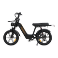 Dynex 50 Step-Through electric bike in black with 20x4 fat tires and step-through frame, side view.