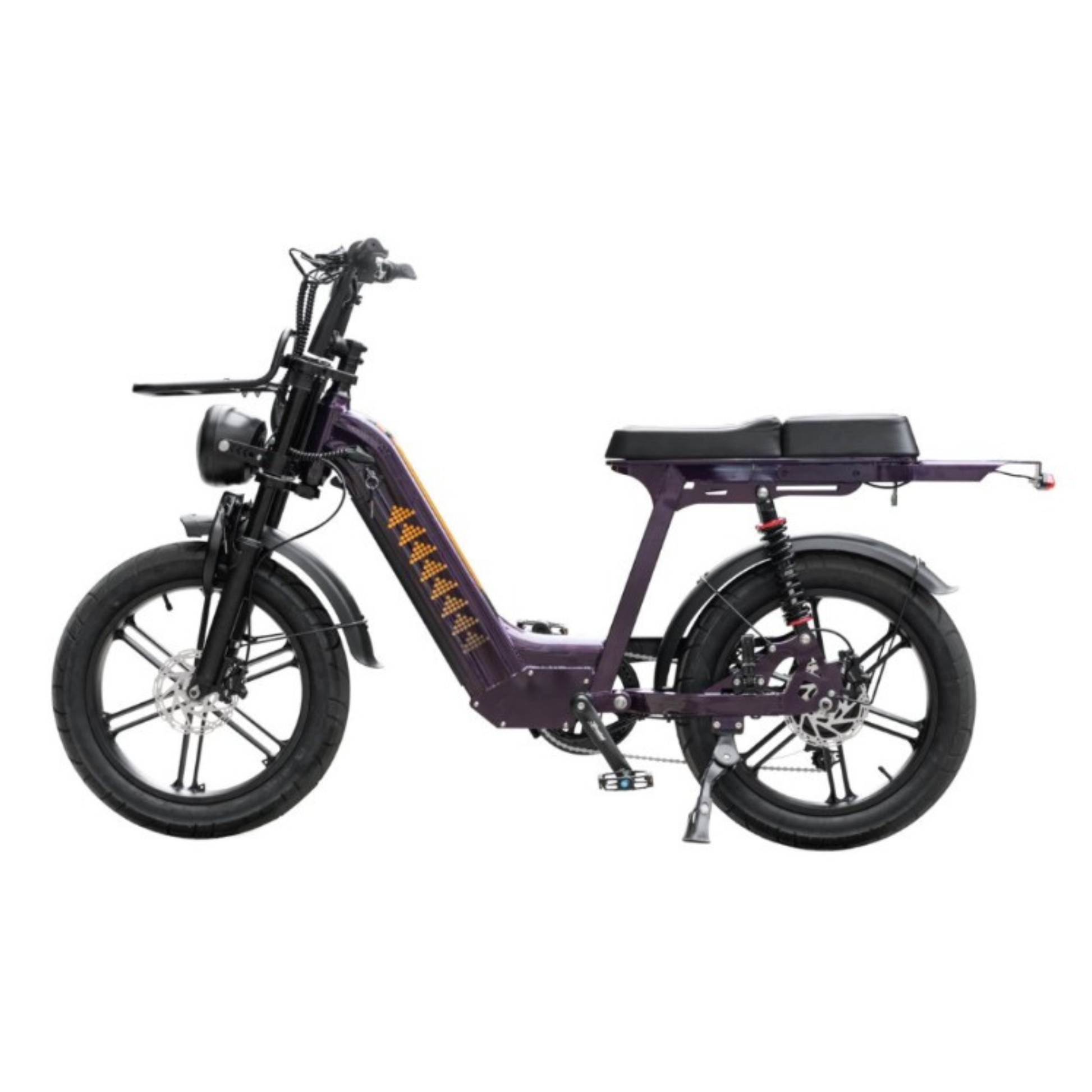 D50 Step-Through electric fat-tire bike designed for comfortable rides with suspension and step-through frame.