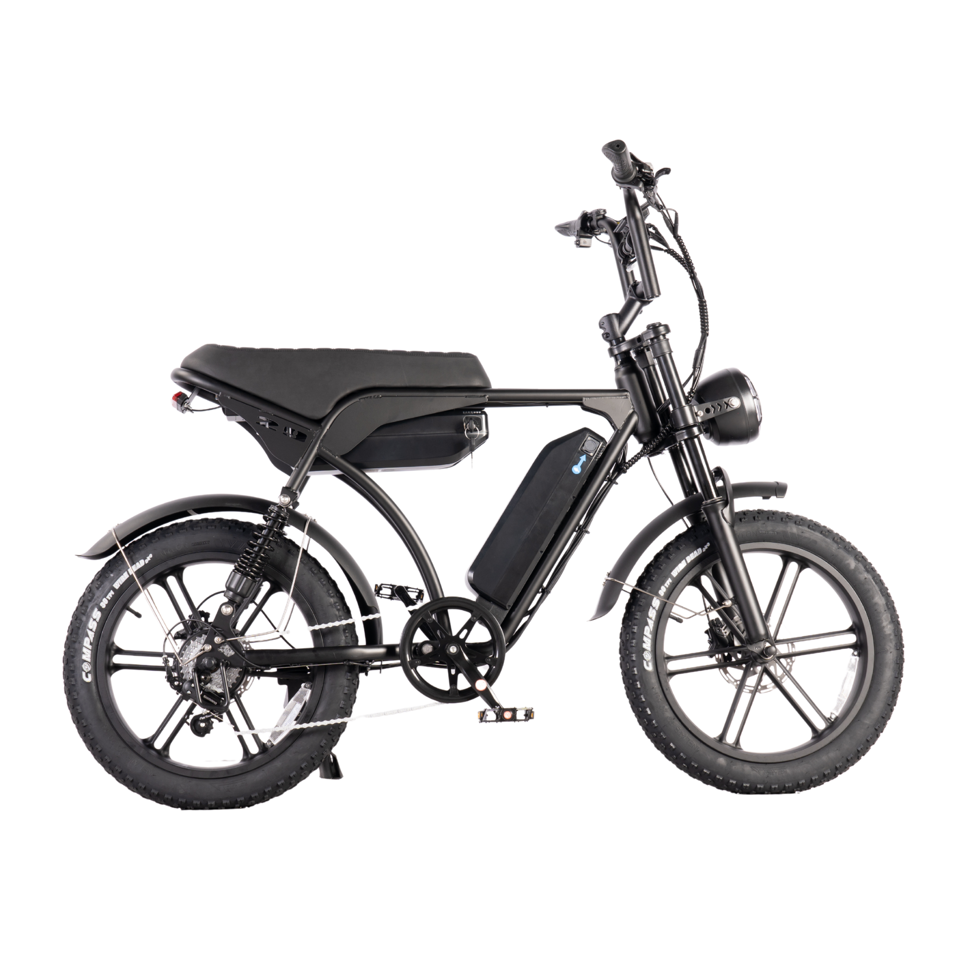 Close-up of the Vortex 29 E-Bike’s 250W/500W motor, delivering efficient and smooth acceleration, perfect for long rides and daily commutes.