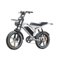 Stormex 20 Pro electric bike grey side view with fat tires rear suspension removable battery and NFC lock system.